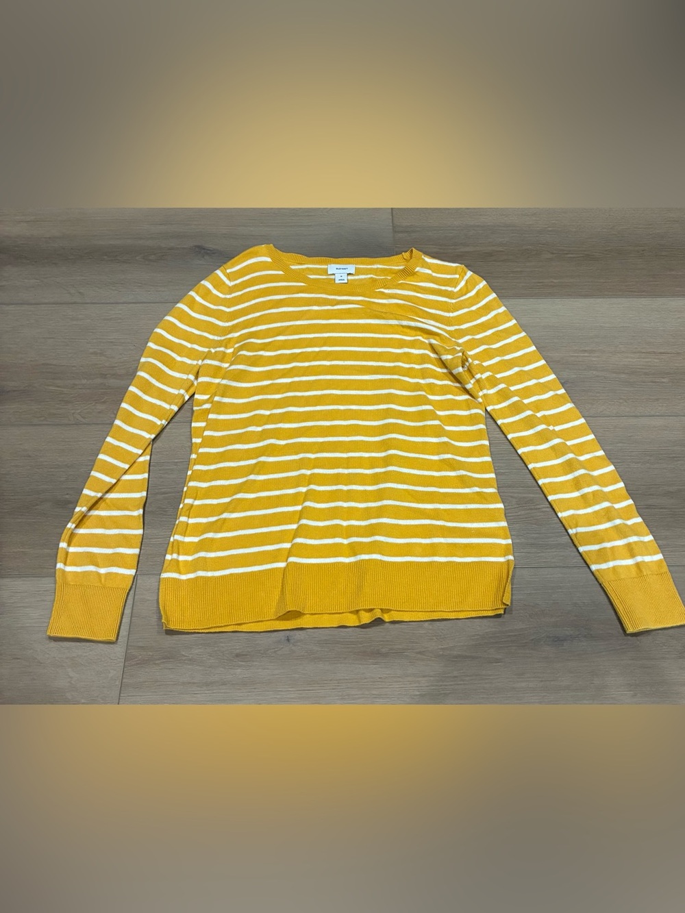 Old Navy Mustard & White Striped Sweater | Women’s Medium | Super Soft
